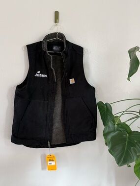 Carhartt Black Sherpa-Lined Utility Vest with Jackson Logo